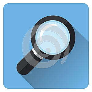 Magnifying glass icon with shadow