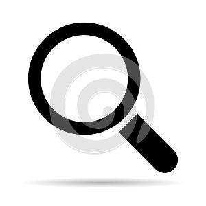 Magnifying glass icon shadow, zoom find focus symbol, loupe web equipment sign vector illustration