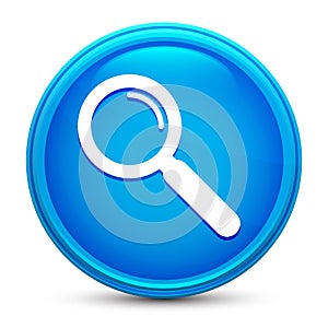 Magnifying glass icon glass shiny blue round button isolated design vector illustration