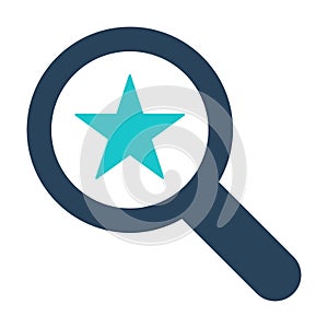 Magnifying glass icon with star sign. Magnifying glass icon and best, favorite, rating symbol