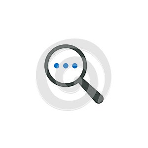 Magnifying glass icon, three dots icon