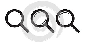 Magnifying glass icon, vector magnifier or loupe sign. Search icon.