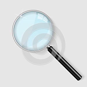 Magnifying glass illustration on a grey background