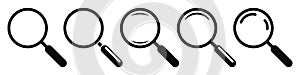 Magnifying glass instrument set icon, magnifying sign, glass, magnifier or loupe sign, search â€“ vector