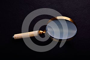 Magnifying Glass Isolated on Black Background.