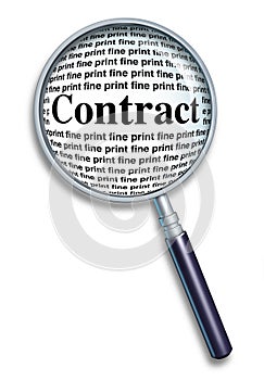 Magnifying glass isolated fine print agreement