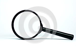 The magnifying glass is isolated on a white background.