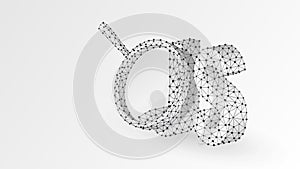 Magnifying glass on Java Script coding language sign. Programming analysis, developing concept. Abstract, digital wireframe, low