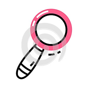 Magnifying Glass with Lens as School Item for Vector Illustration