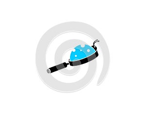 Magnifying glass logo with beetle