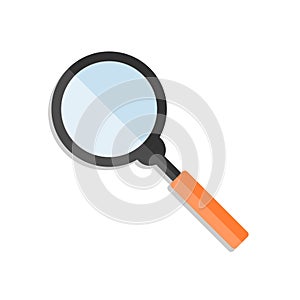 Magnifying glass, loupe. Magnifying glass icon in flat design isolated on white background