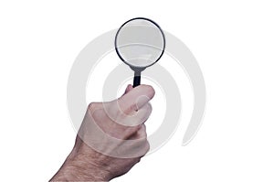 Magnifying Glass on the Male Hand