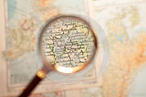 Magnifying glass and map