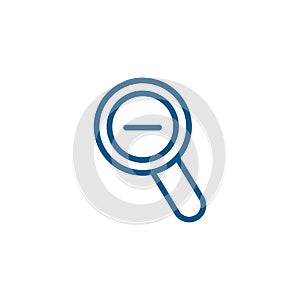 Magnifying Glass Minus Line Blue Icon On White Background. Blue Flat Style Vector Illustration