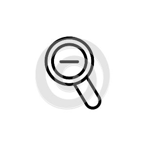 Magnifying Glass Minus Line Icon In Flat Style Vector For App, UI, Websites. Black Vector Icon
