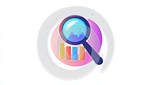 Magnifying glass over colorful data