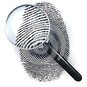 Magnifying glass over finger print