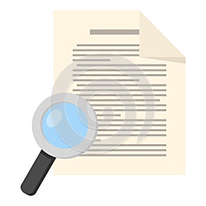 Magnifying Glass and Page Sheet Flat Icon