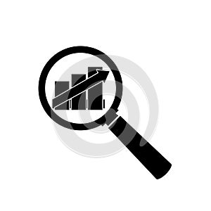 Magnifying glass profit icon. Business research icon isolated on white background
