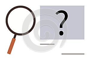 Magnifying Glass and Question Mark Representing Search or Investigation Concept