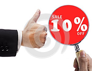 Magnifying glass and sale 10%