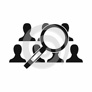 Magnifying glass searching icon, simple style