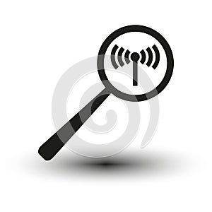 Magnifying glass searching for WiFi signal. Network connectivity concept. Vector illustration. EPS 10.