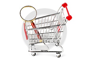 Magnifying glass & shopping trolley