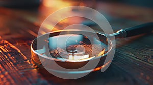 The magnifying glass on table.AI generated image