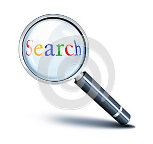 Magnifying glass with text search