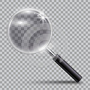 Magnifying glass tool 3D realistic vector illustration