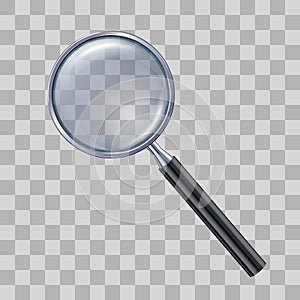 Magnifying glass on transparent background.