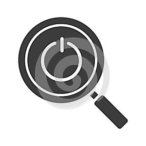 Magnifying glass with turn off button glyph icon