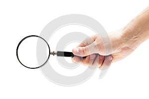 Magnifying glass on a white background isol