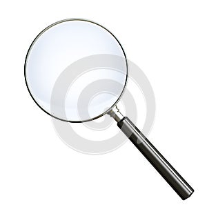 Magnifying glass on white. Clipping path included.