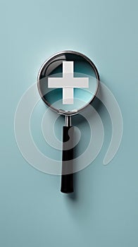 Magnifying Glass With White Cross for Precise Examination and Analysis