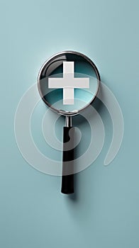 Magnifying Glass With White Cross for Precise Examination and Analysis photo