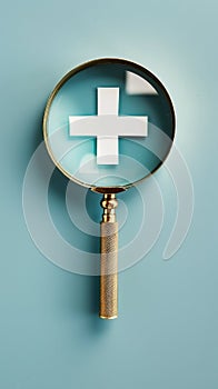 Magnifying Glass With White Cross, A Tool for Close Examination and Precision