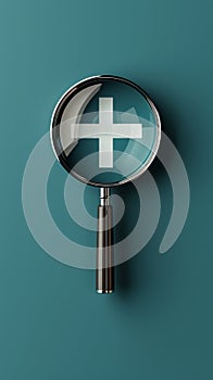 Magnifying Glass With White Cross, A Tool for Precise Examination