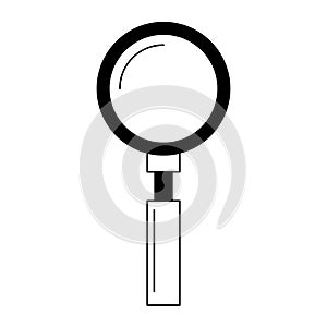 Magnifying glass zoom lens cartoon in black and white