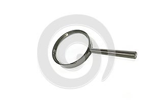 black magnifying glass on white background