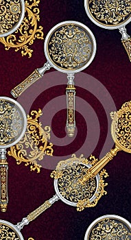 Magnifying Glasses on a Decorative Background
