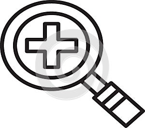 magnifying glasses icon with plus sign black and white
