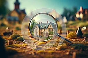 Magnifying home buy residential investment property mortgage real housing estate business construction