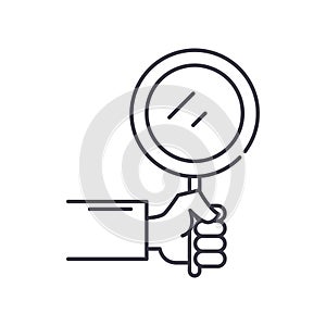 Magnifying icon, linear isolated illustration, thin line vector, web design sign, outline concept symbol with editable