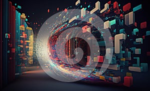 Big data, Artificial Intelligence and Quantum computing concept. Generative AI