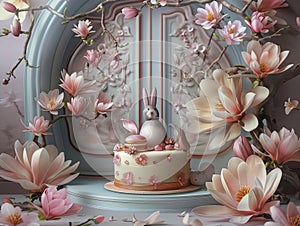 Magnolia dream tematic anniversary image, smash cake, only for compozit photos photo