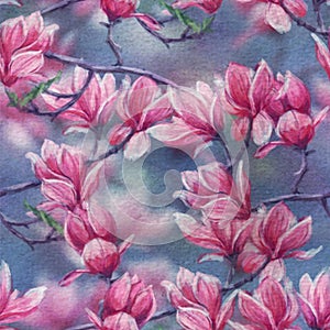 Magnolia - seamless random pattern photo