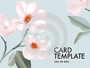 Magnolia seasonal flower arrangements. Botanical bouquet poster, holiday greeting in vector. Hand-drawn vector bloom clipart