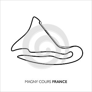 Magny Cours circuit, France. Motorsport race track vector map